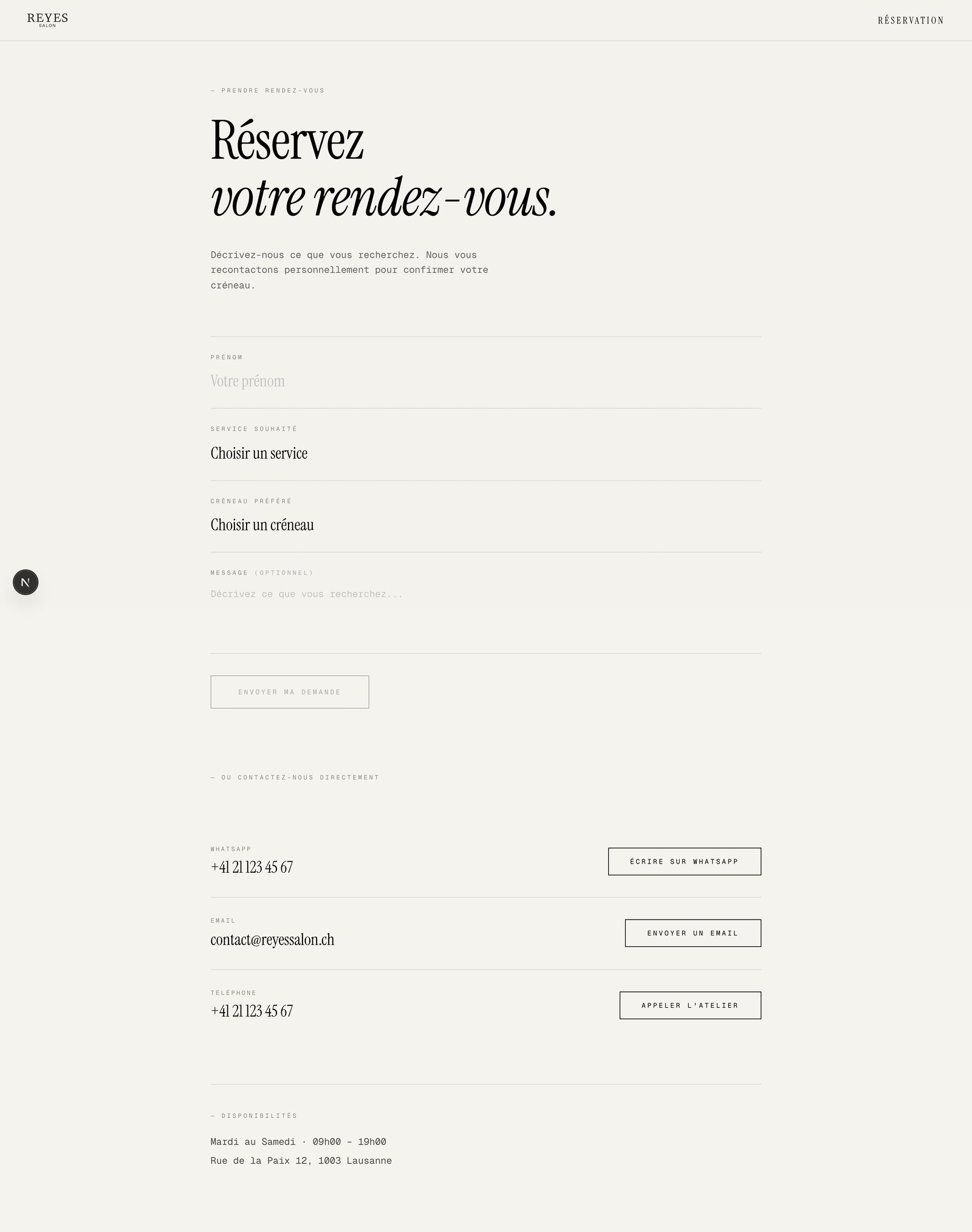 Section prestations avec references numerotees